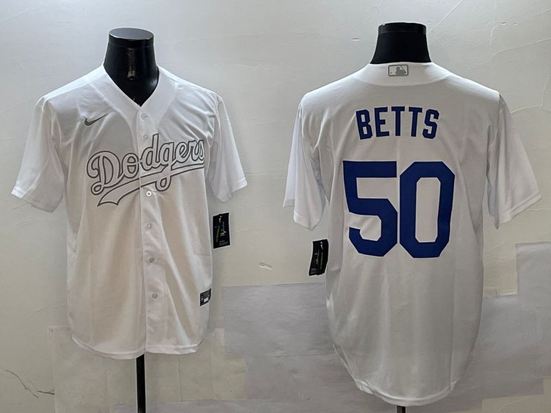 Men Los Angeles Dodgers #50 Betts White Fashion Edition Game 2025 Nike MLB Jersey style 1->los angeles dodgers->MLB Jersey